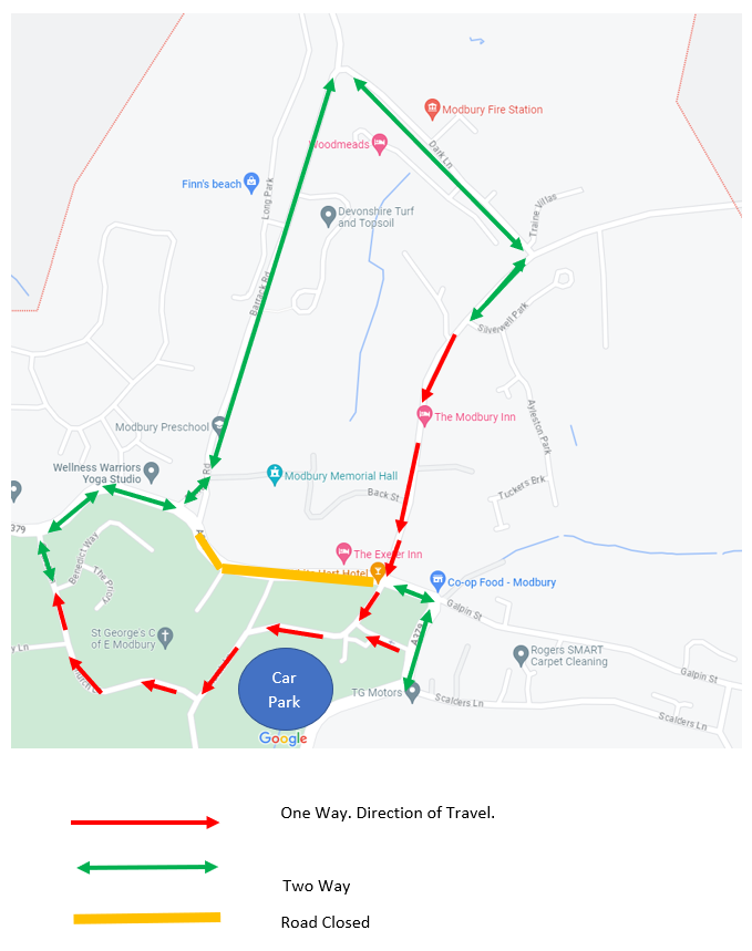 Diagram showing road traffic management route while road is closed